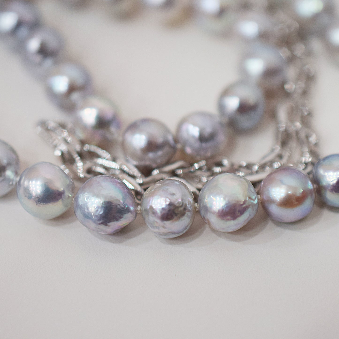 Limited to actual item Necklace Natural color Baroque 8 - 9mm Akoya Pearl Japan 16.5inch starand choker SV925