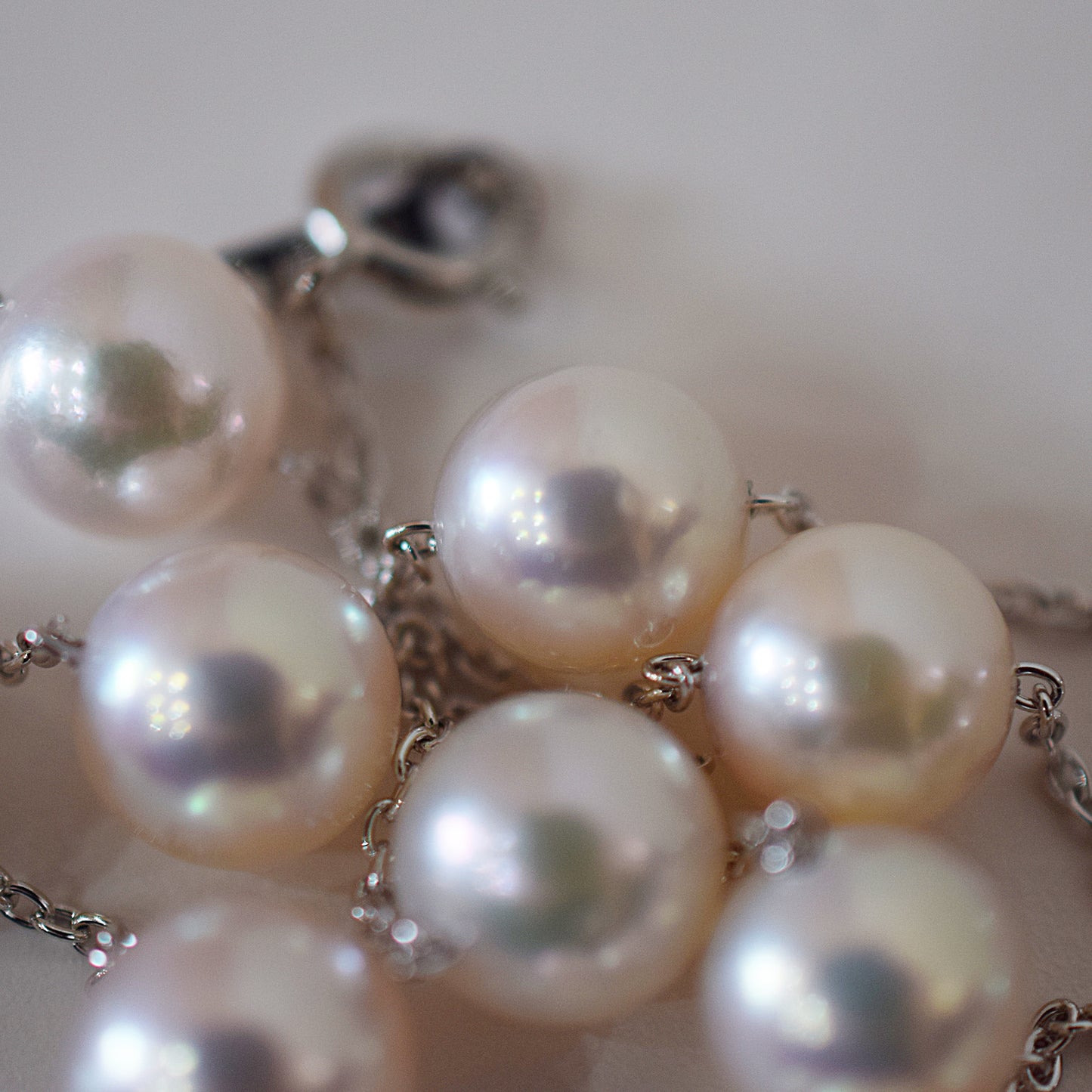 Limited to actual item Station necklace akoya pearl White pink 8mm - 8.5mm Real Akoya Pearl Japan 19.6inch akoyapearl reenspearl Silver