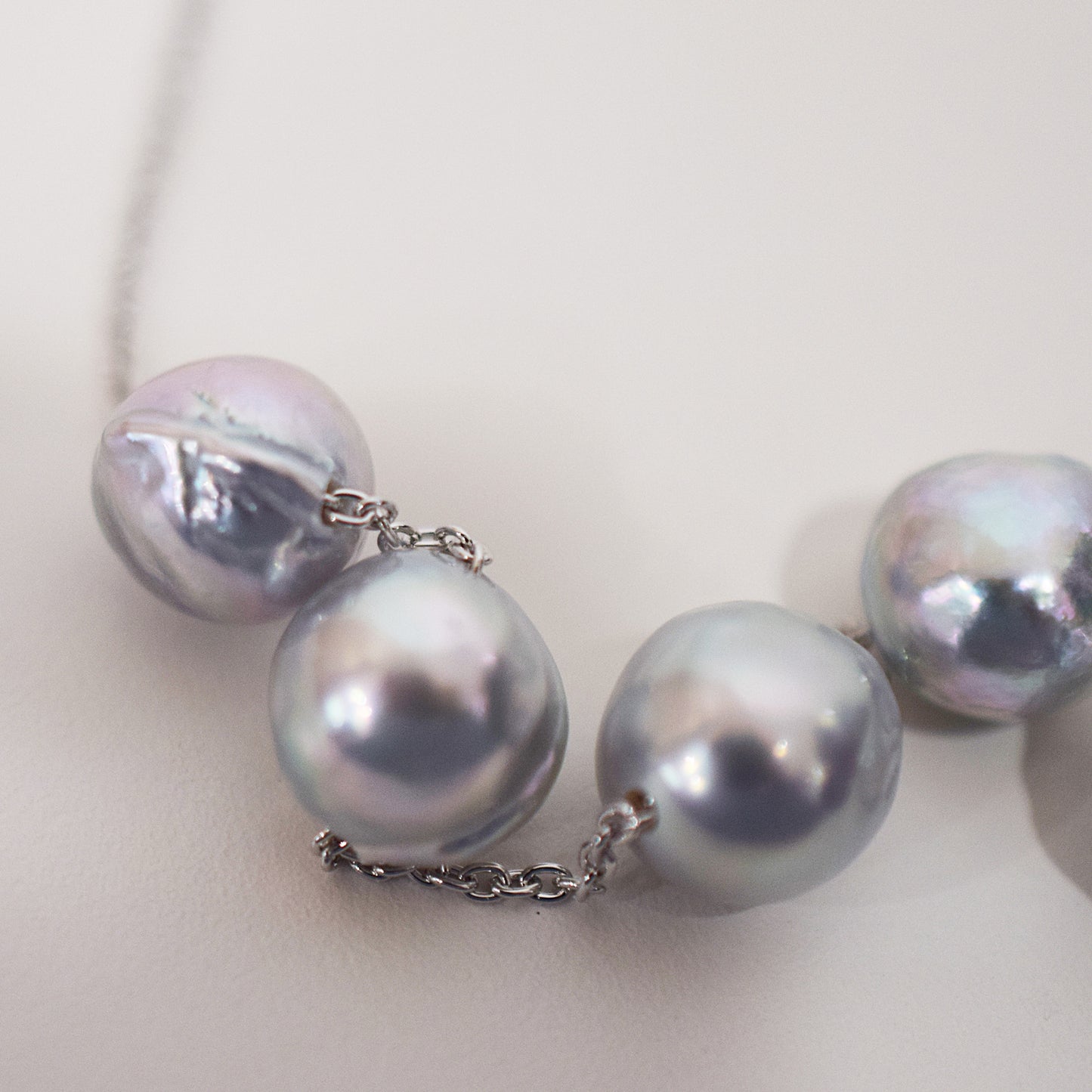 Limited to actual item Through Necklace Natural color Baroque 9 - 10mm Real Akoya Pearl Japan 17.7inch