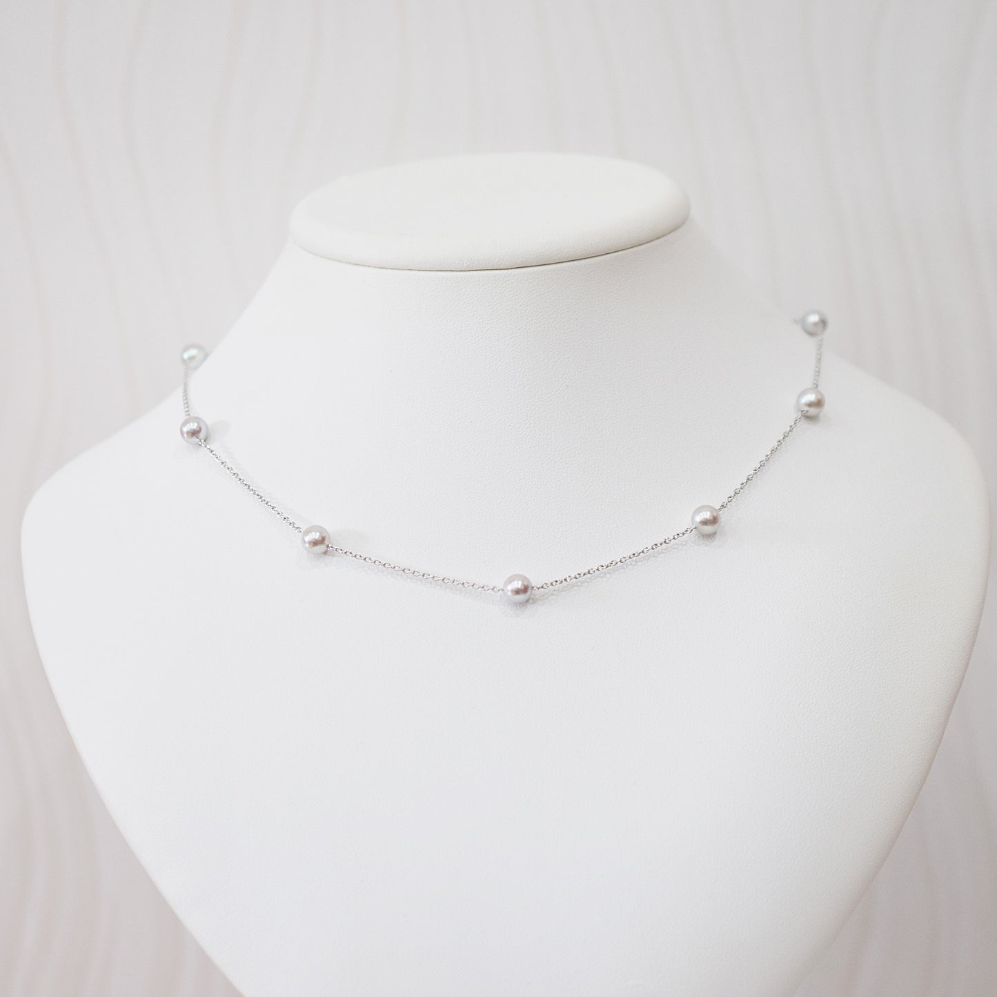Limited to actual item 2-way Station necklace akoya pearl Natural color 6mm - 7mm Real Akoya Pearl Japan 19.6inch akoyapearl reenspearl Silver