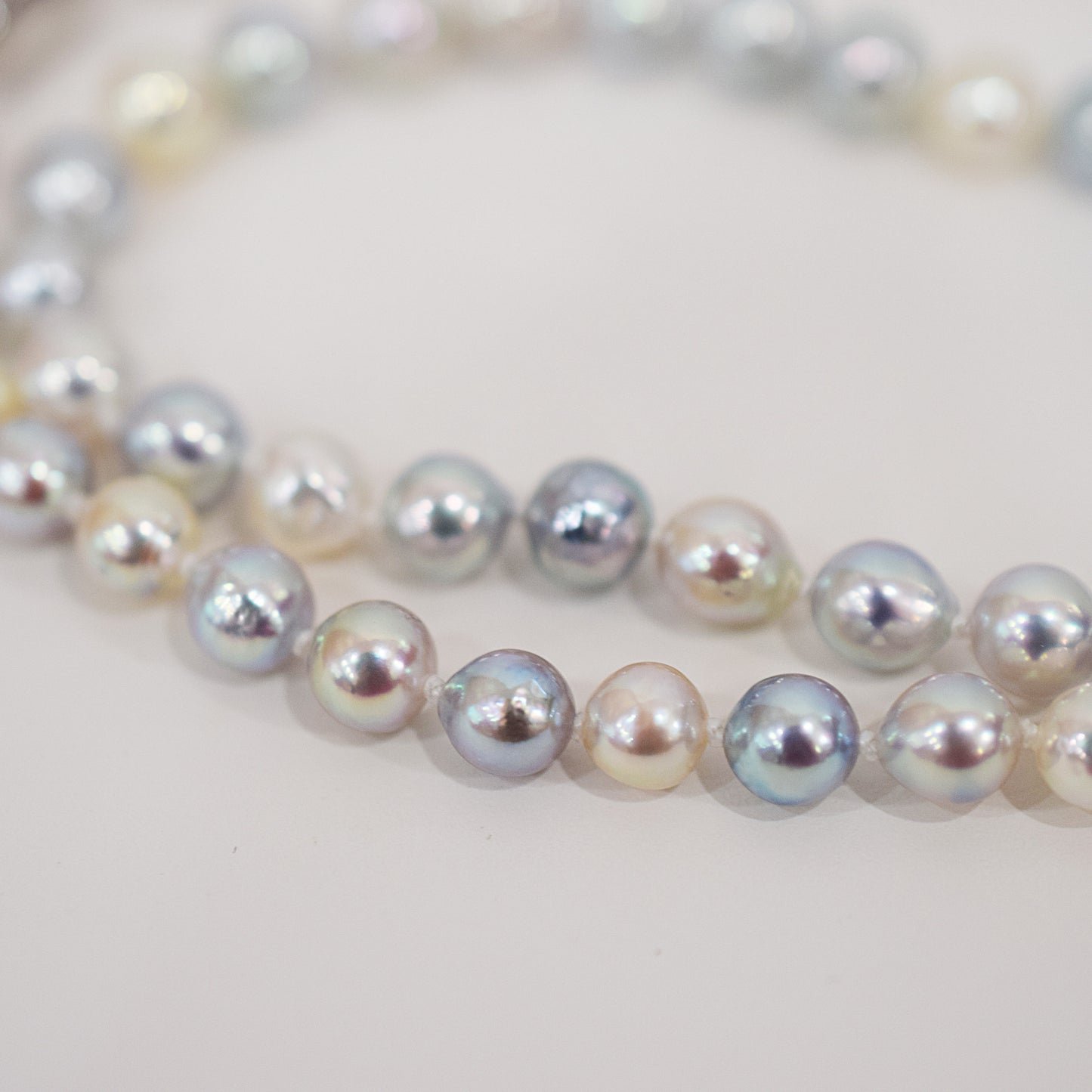 Limited to actual item Necklace Natural Multi color Semi-round Baroque 6mm - 7mm Akoya Pearl Japan 19.4inch starand choker