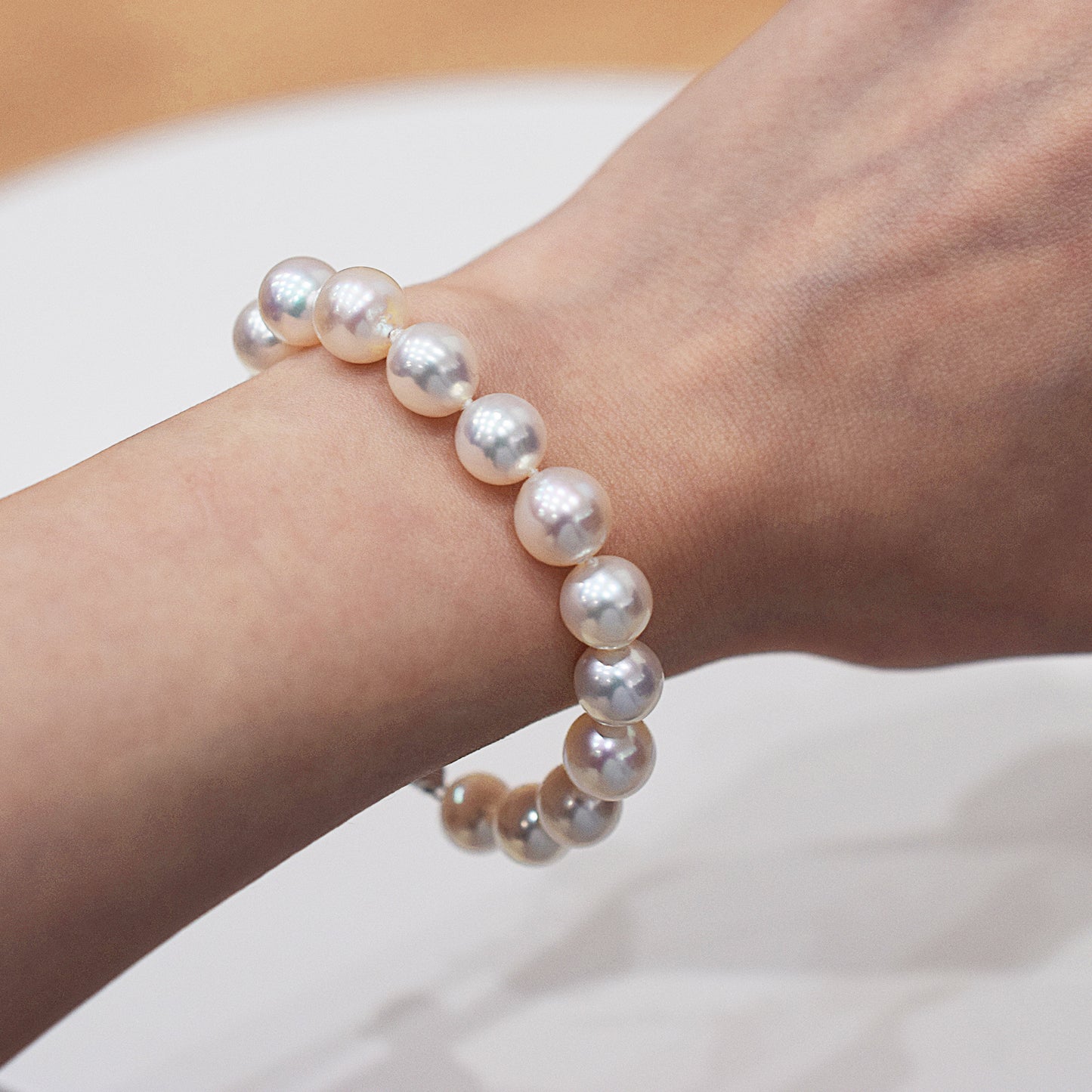 <SALE> Limited to actual item 9mm - 9.5mm White pink Semi - round SV925 19.5cm 7.67inch Akoya Pearl Bracelet From Japan AkoyaPearl Japanese