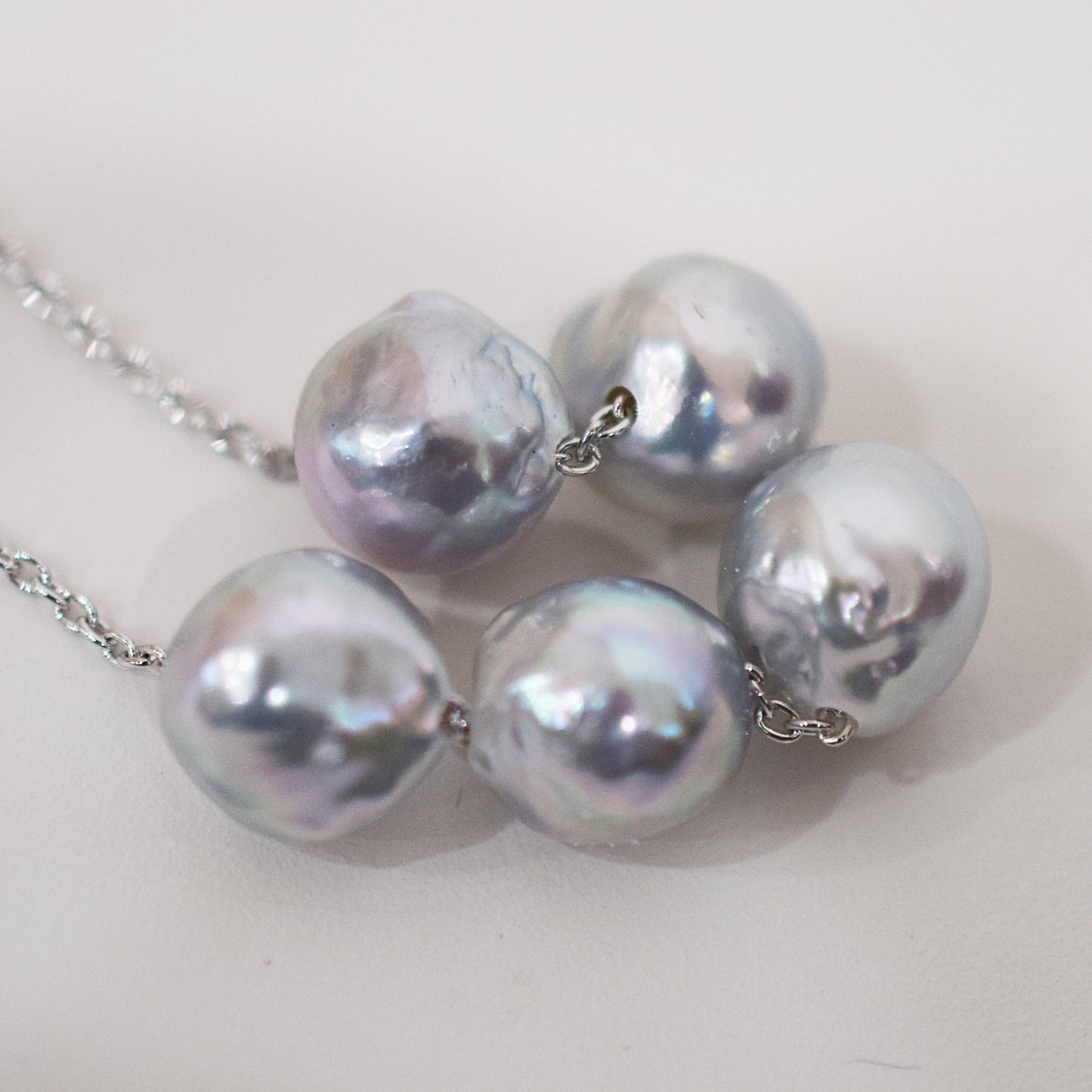Limited to actual item Through Necklace Natural color Baroque 9 - 10mm Real Akoya Pearl Japan 17.7inch
