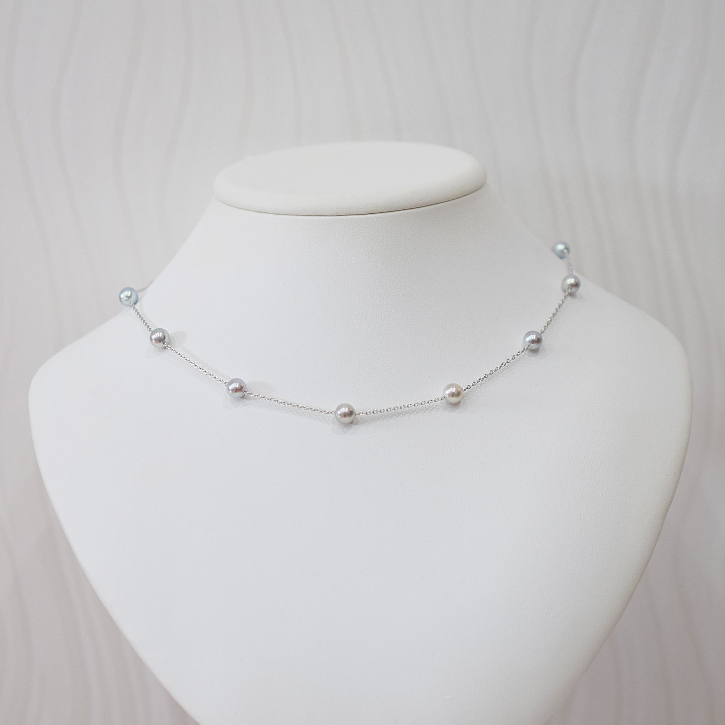 Limited to actual item 2-way Station necklace akoya pearl Natural color 6mm - 7mm Real Akoya Pearl Japan 19.6inch akoyapearl reenspearl Silver