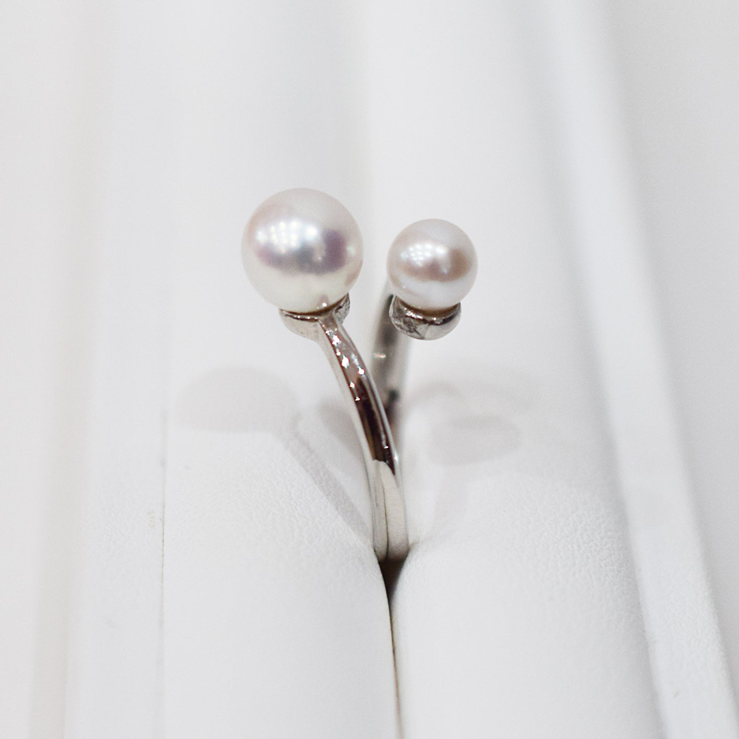 Actual product Rare White pink 7.5mm × 5.5mm Ring Sea Real Akoya Pearl From Japan SV925 Silver reenspearl akoyapearl