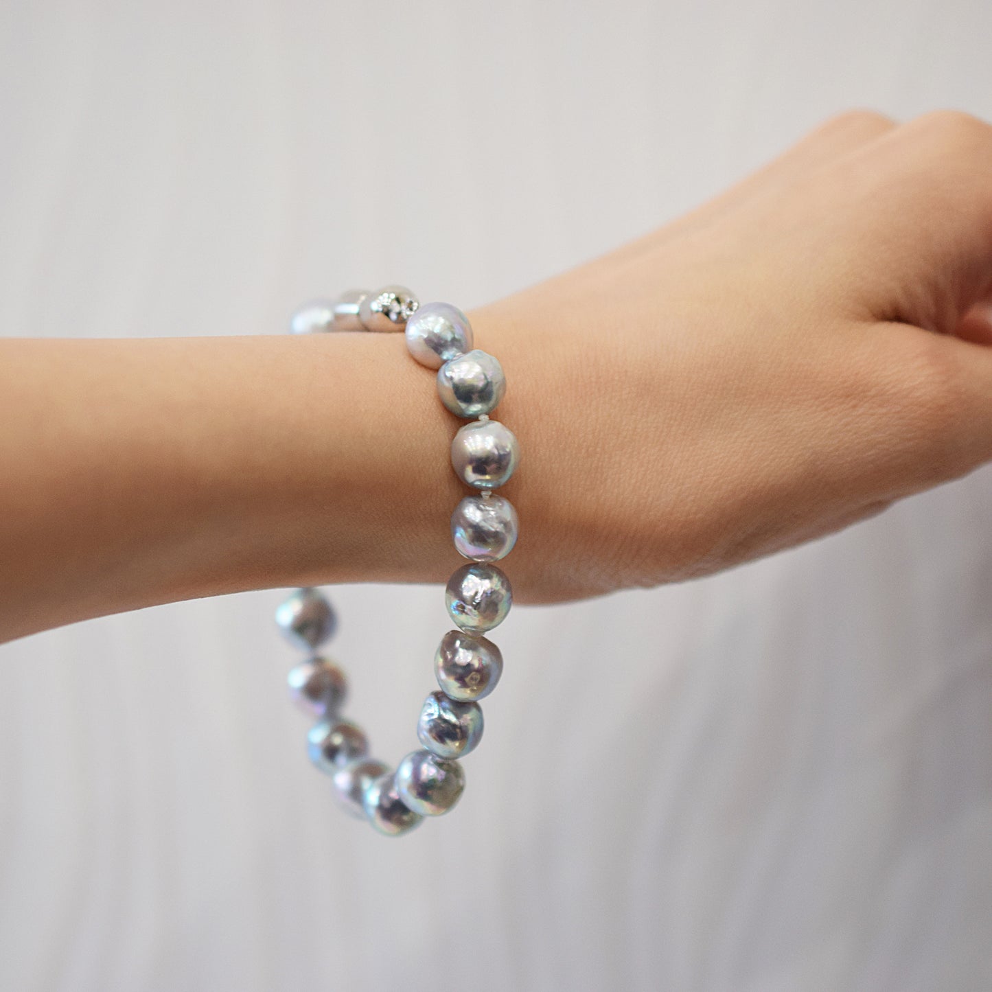 Limited to actual item 9mm - 10mm Natural color Baroque Akoya Pearl Bracelet 7.87inch 20cm Japan AkoyaPearl SV925 Wedding Japanese Seawater