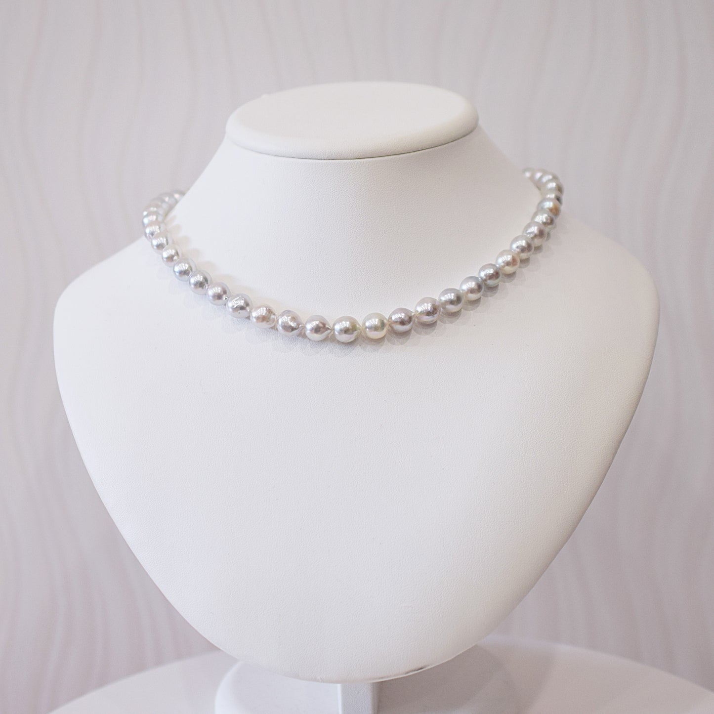 Limited to actual item Necklace Natural color Baroque 8mm - 9.5mm Real Akoya Pearl Japan 16.5inch 42cm starand Japanese choker reenspearl