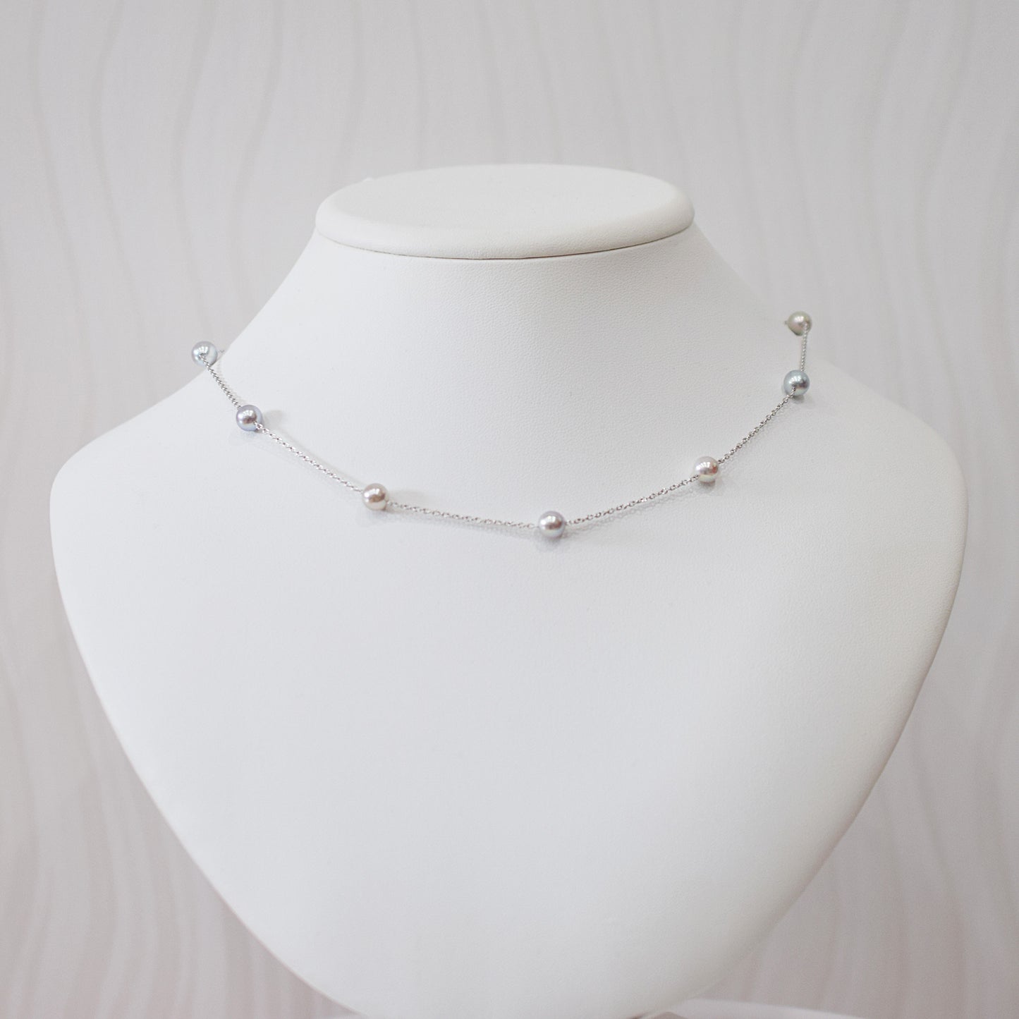 Limited to actual item 2-way Station necklace akoya pearl Natural color 6mm - 7mm Real Akoya Pearl Japan 19.6inch akoyapearl reenspearl Silver