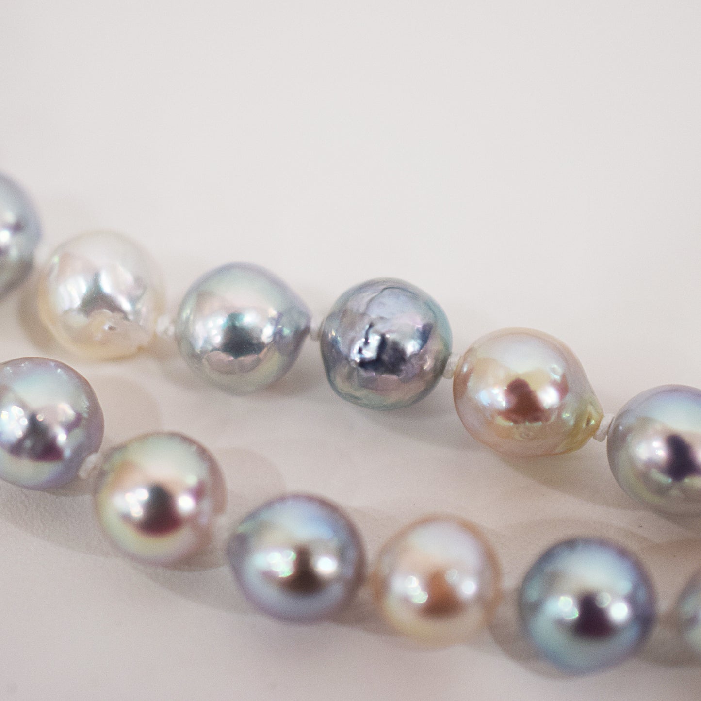 Limited to actual item Necklace Natural Multi color Semi-round Baroque 6mm - 7mm Akoya Pearl Japan 19.4inch starand choker