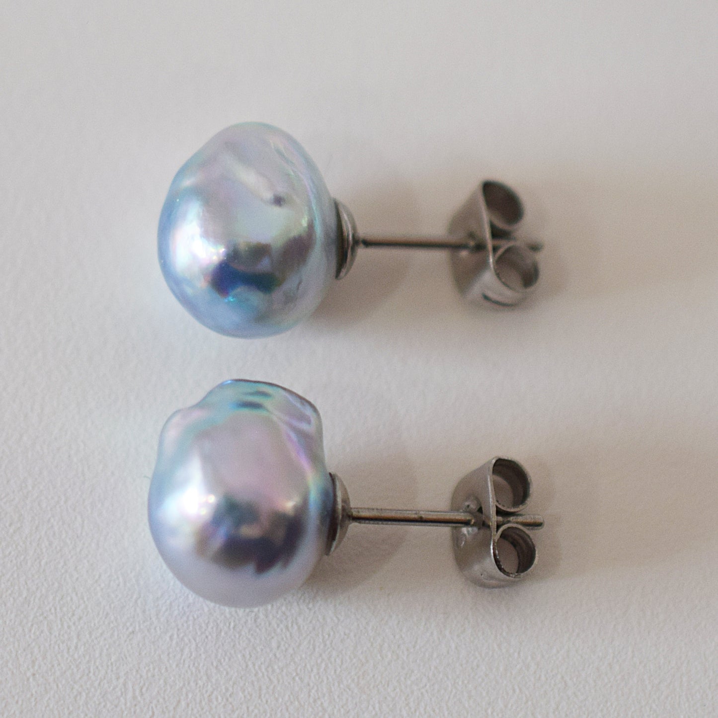 Limited to actual item Natural color akoya Baroque pearl 10.5mm - 11mm Surgical Stainless Steel Seawater Akoya Pearl Stud Earrings Japan