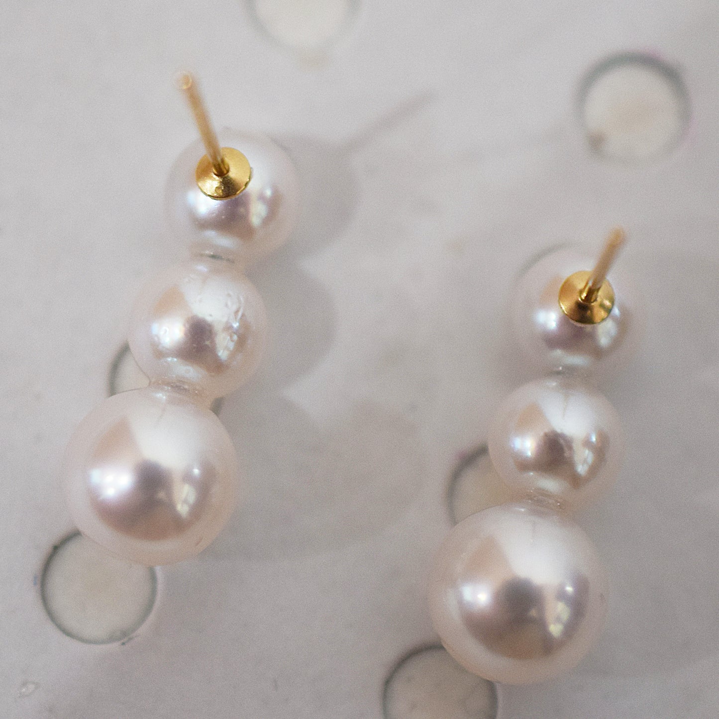 <SALE> Limited to actual item Whitepink 6mm - 6.5mm × 7.5mm - 8mm akoya pearl Earring K18YG Japan 1pair akoyapearl Seawater reenspearl