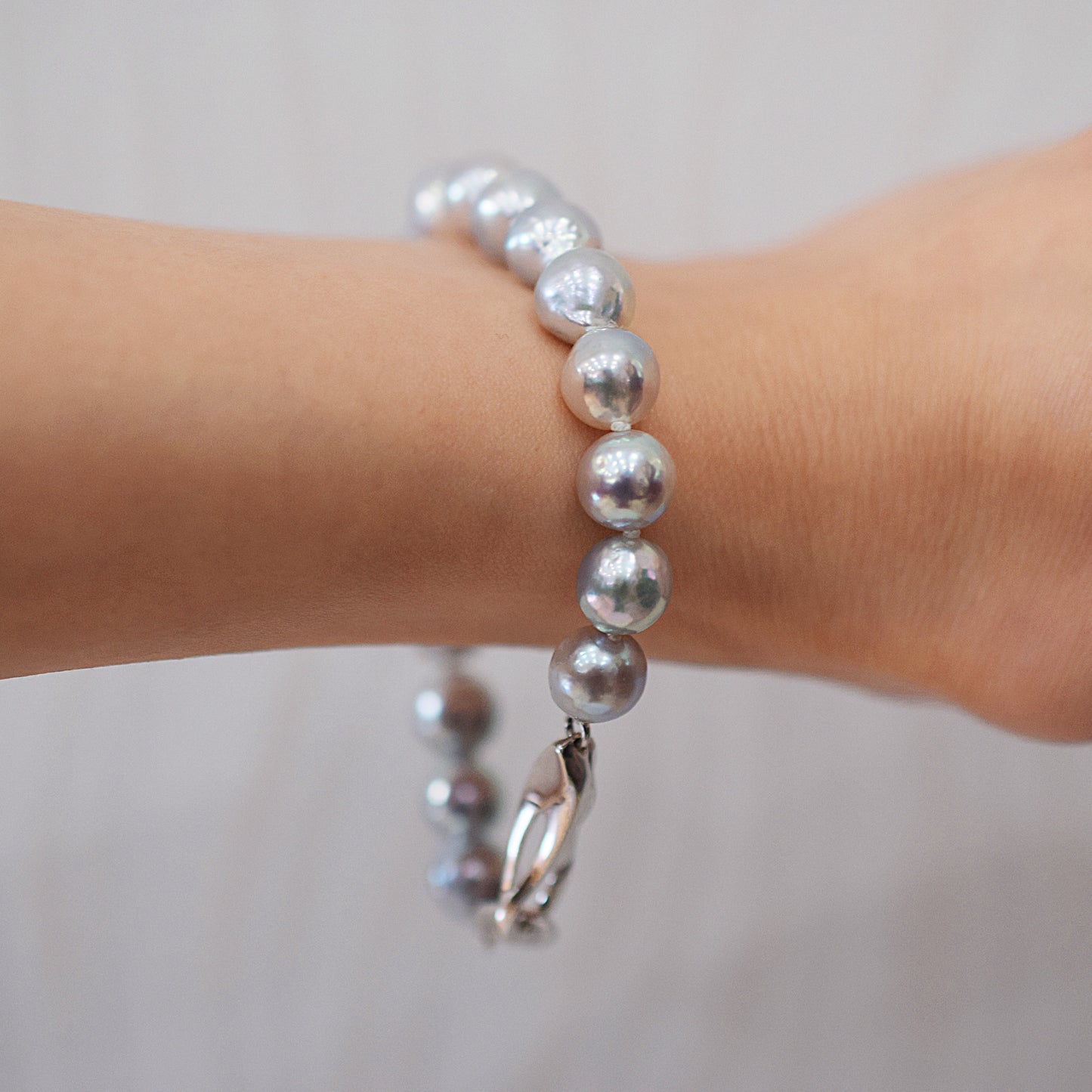 Limited to actual item 8mm - 9mm Natural color Baroque Akoya Pearl Bracelet 7.48inch Japan AkoyaPearl SV925 Wedding Japanese Seawater
