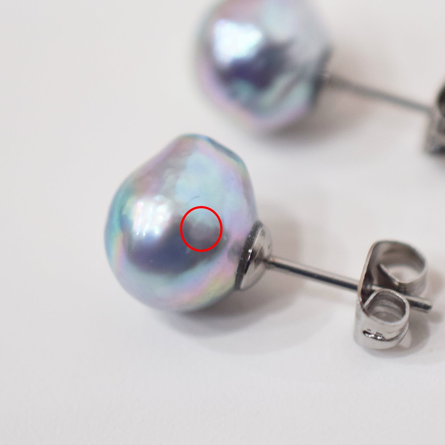 Limited to actual item Natural color akoya Baroque pearl 10mm - 10.5mm Surgical Stainless Steel Seawater Akoya Pearl Stud Earrings Japan