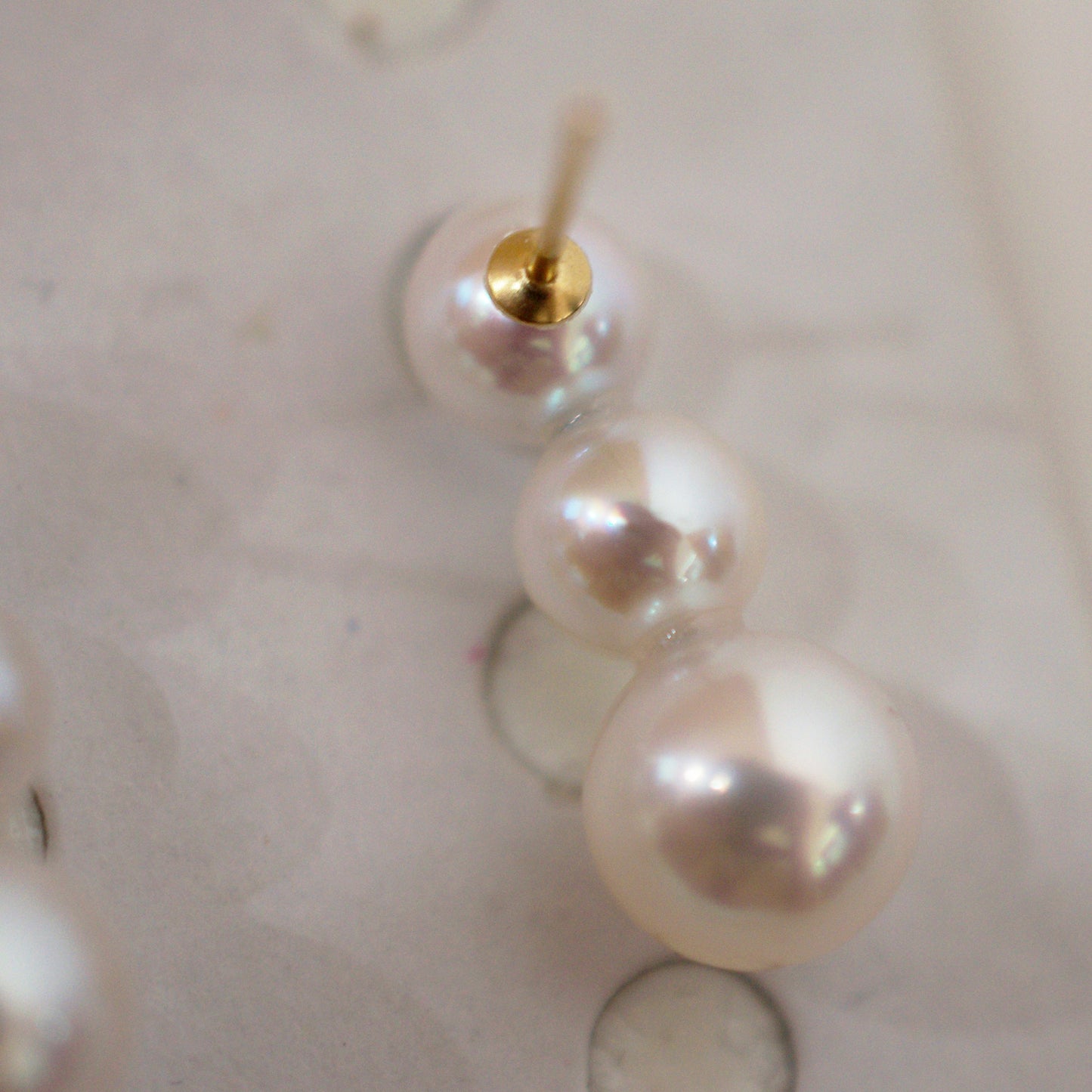 <SALE> Limited to actual item Whitepink 6mm - 6.5mm × 7.5mm - 8mm akoya pearl Earring K18YG Japan 1pair akoyapearl Seawater reenspearl