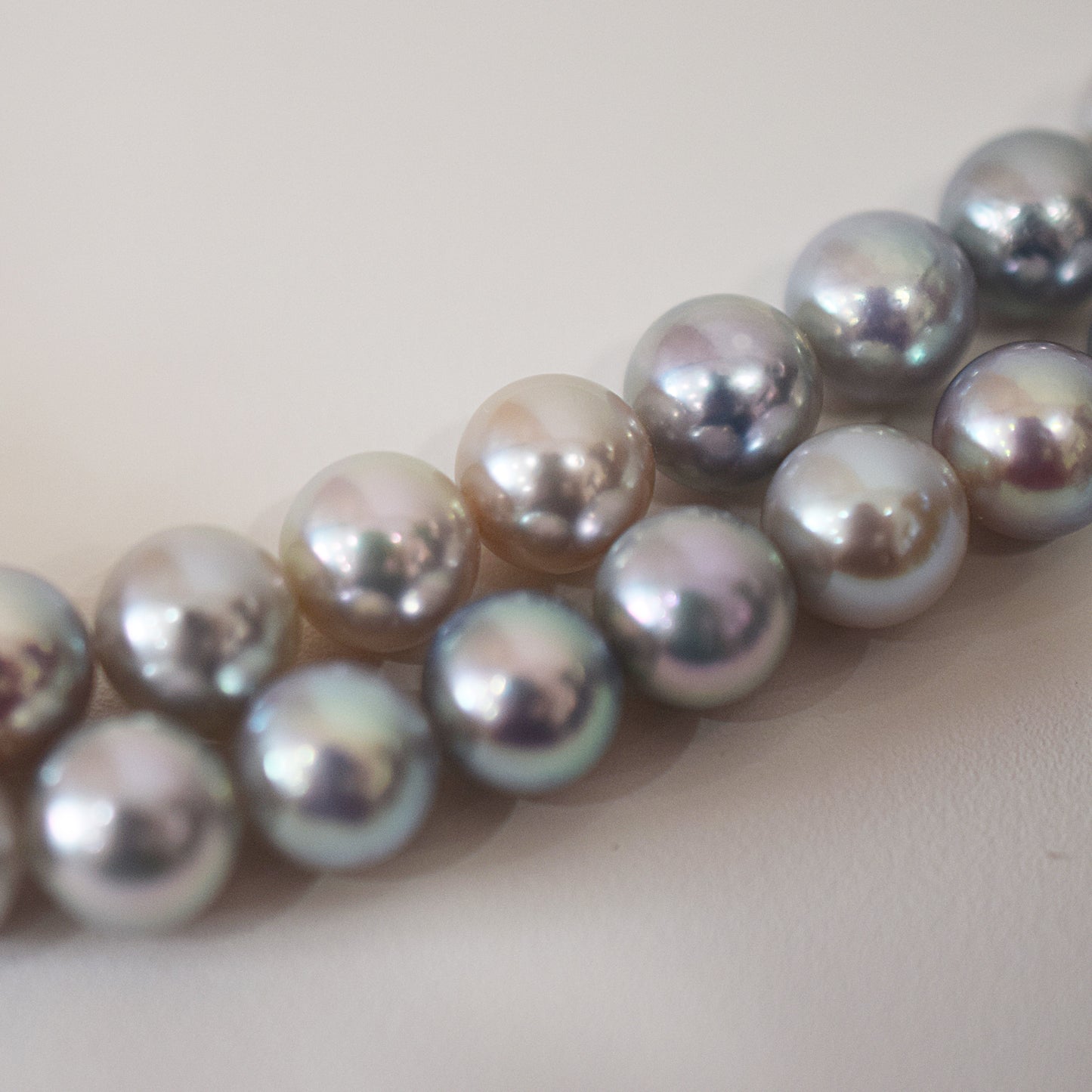 Limited to actual item Necklace Multi color Natural color Semi-round 8mm - 8.5mm Real Akoya Pearl Japan 16.1inch starand choker reenspearl