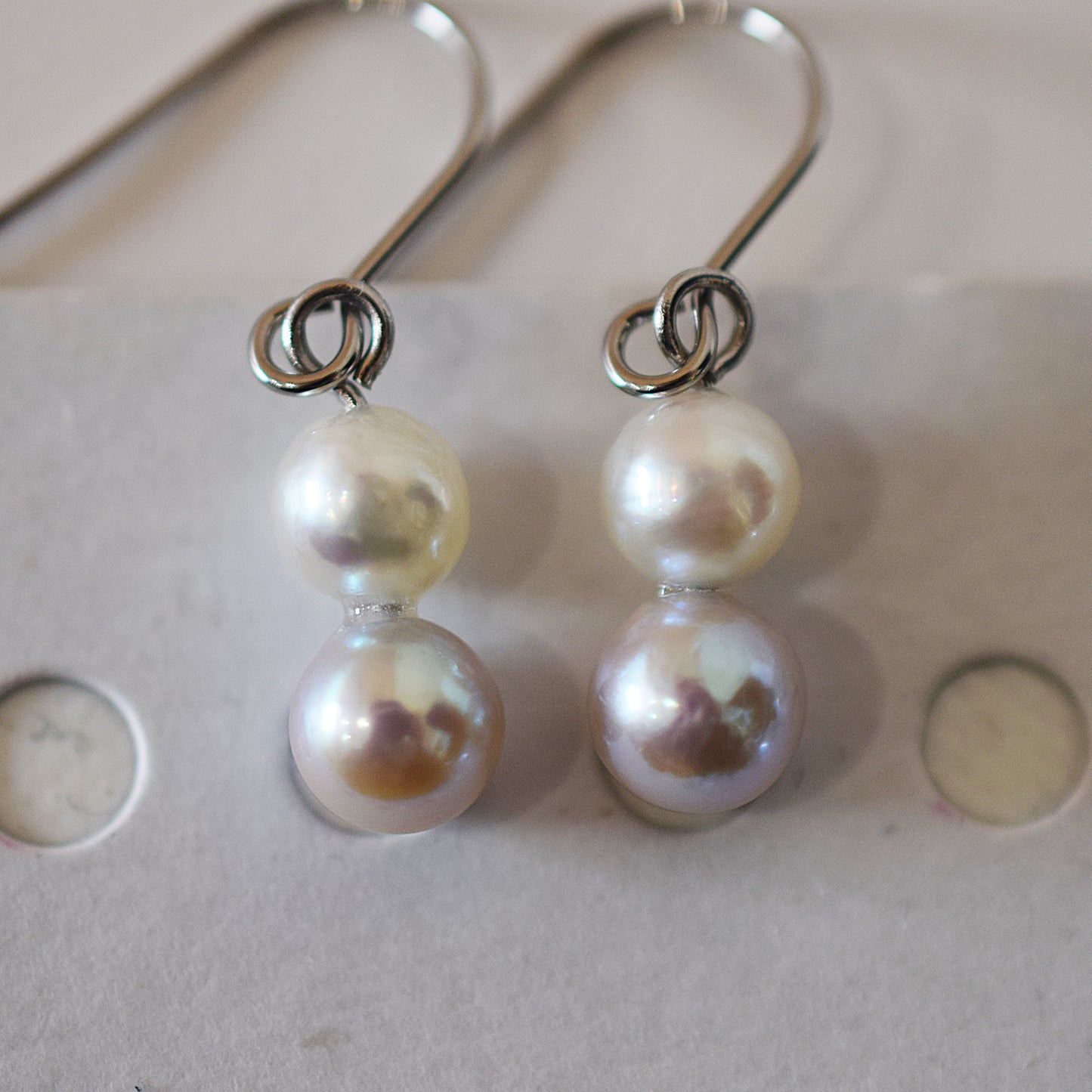 Actual product Natural color akoya Baroque pearl 5.5mm × 6mm Surgical Stainless Steel Seawater Akoya Pearl Hook Earrings Japan