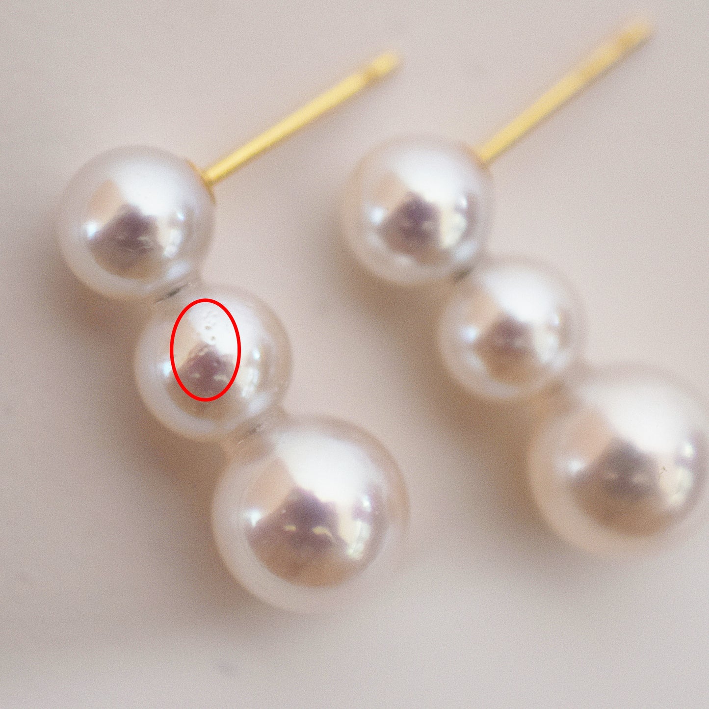 <SALE> Limited to actual item Whitepink 6mm - 6.5mm × 7.5mm - 8mm akoya pearl Earring K18YG Japan 1pair akoyapearl Seawater reenspearl