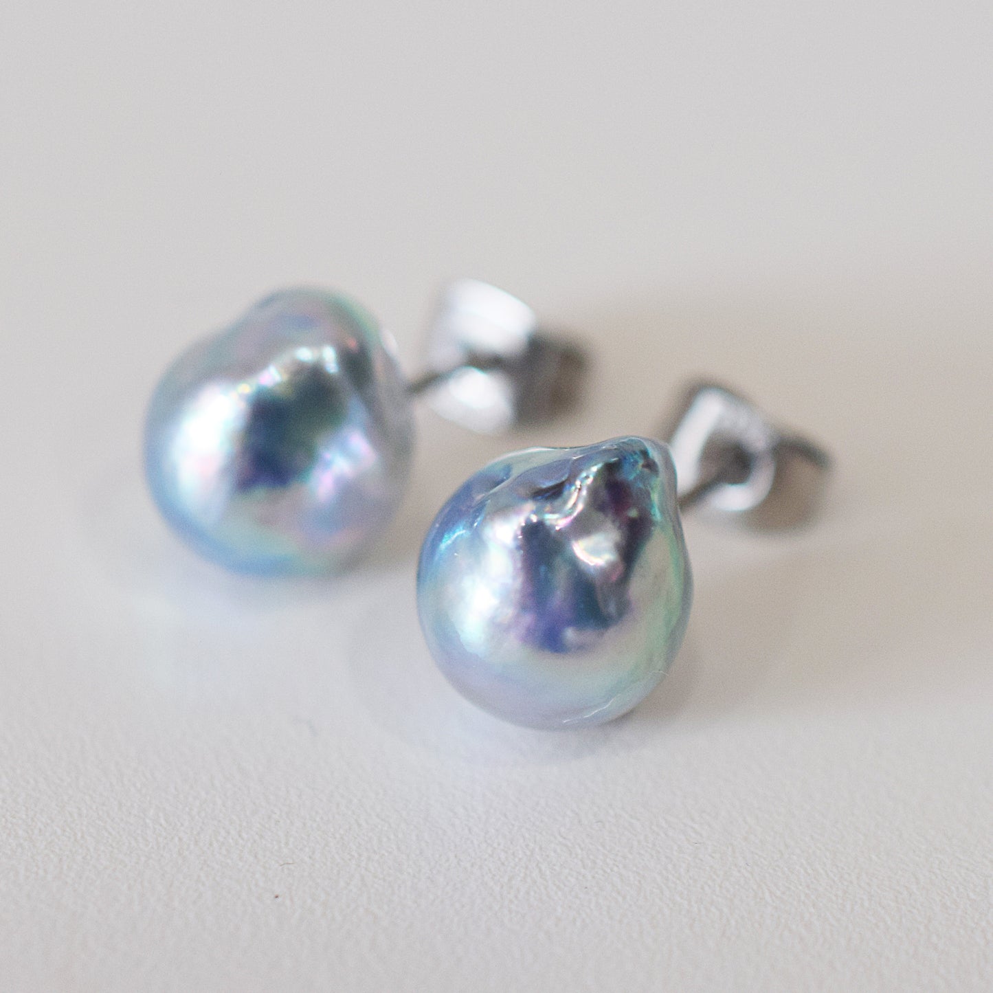 Limited to actual item Natural color akoya Baroque pearl 10.5mm - 11mm Surgical Stainless Steel Seawater Akoya Pearl Stud Earrings Japan