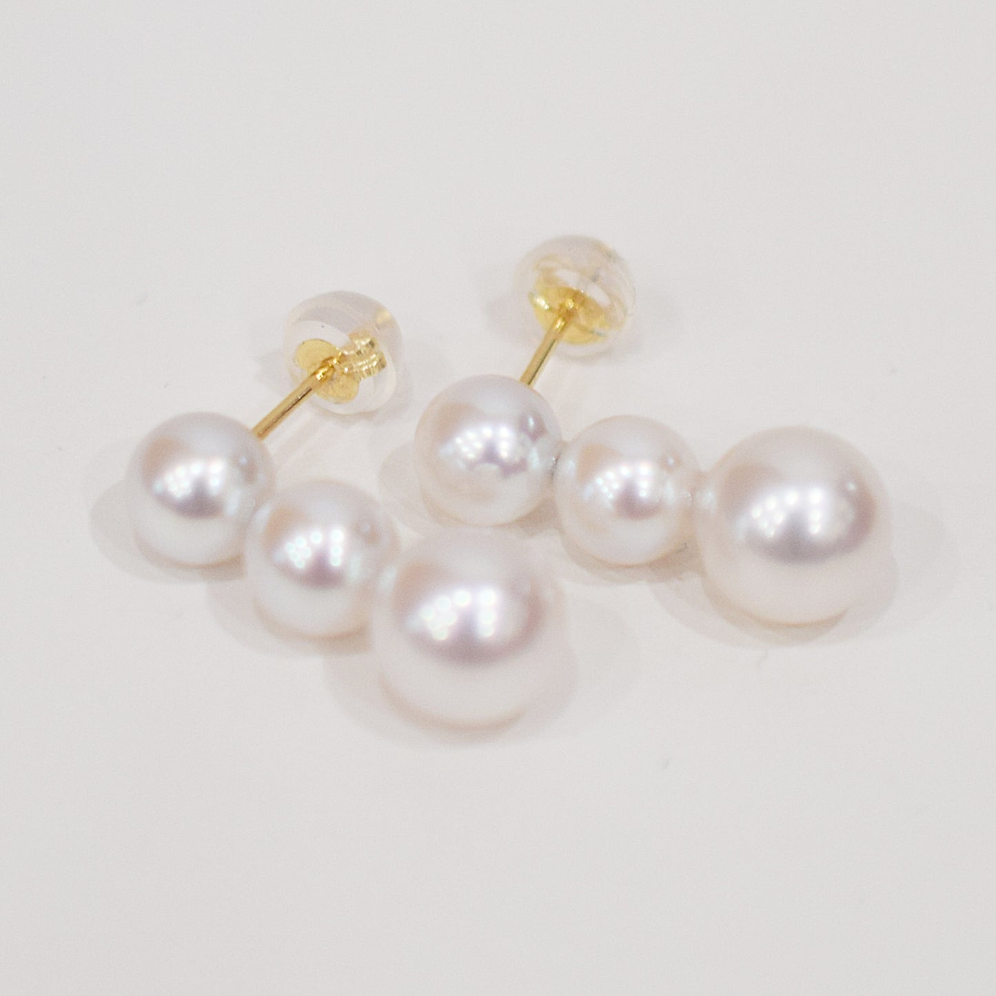 <SALE> Limited to actual item Whitepink 6mm - 6.5mm × 7.5mm - 8mm akoya pearl Earring K18YG Japan 1pair akoyapearl Seawater reenspearl