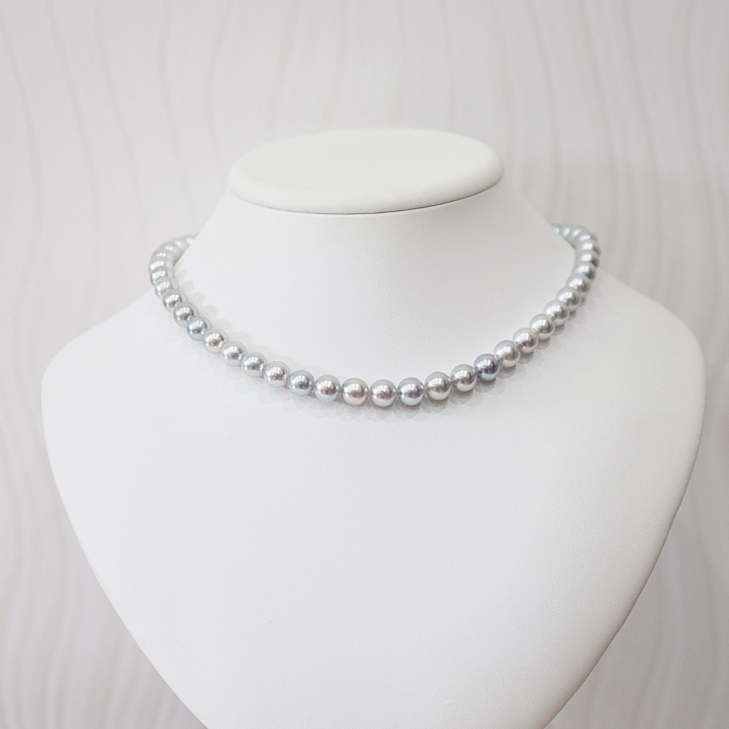 Limited to actual item Necklace Multi color Natural color Semi-round 8mm - 8.5mm Real Akoya Pearl Japan 16.1inch starand choker reenspearl