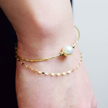 White pink 9mm - 9.5mm Akoya Pearl Cuff Bracelet Japan jewelry 18K 18KYG 18KWG Japanese reenspearl