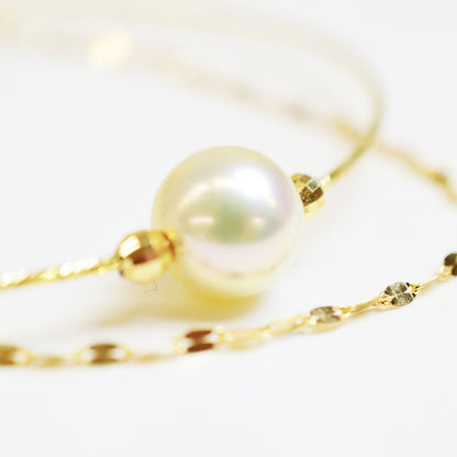 White pink 9mm - 9.5mm Akoya Pearl Cuff Bracelet Japan jewelry 18K 18KYG 18KWG Japanese reenspearl