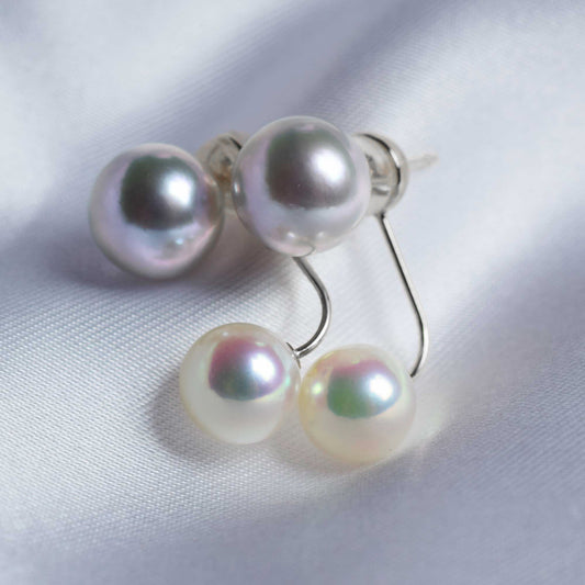 Ultra Rare Tennyo color & Madama rank K14WG White pink Natural color Real Akoya Pearl Earring Japan Wedding anniversary gift Japanese birthday