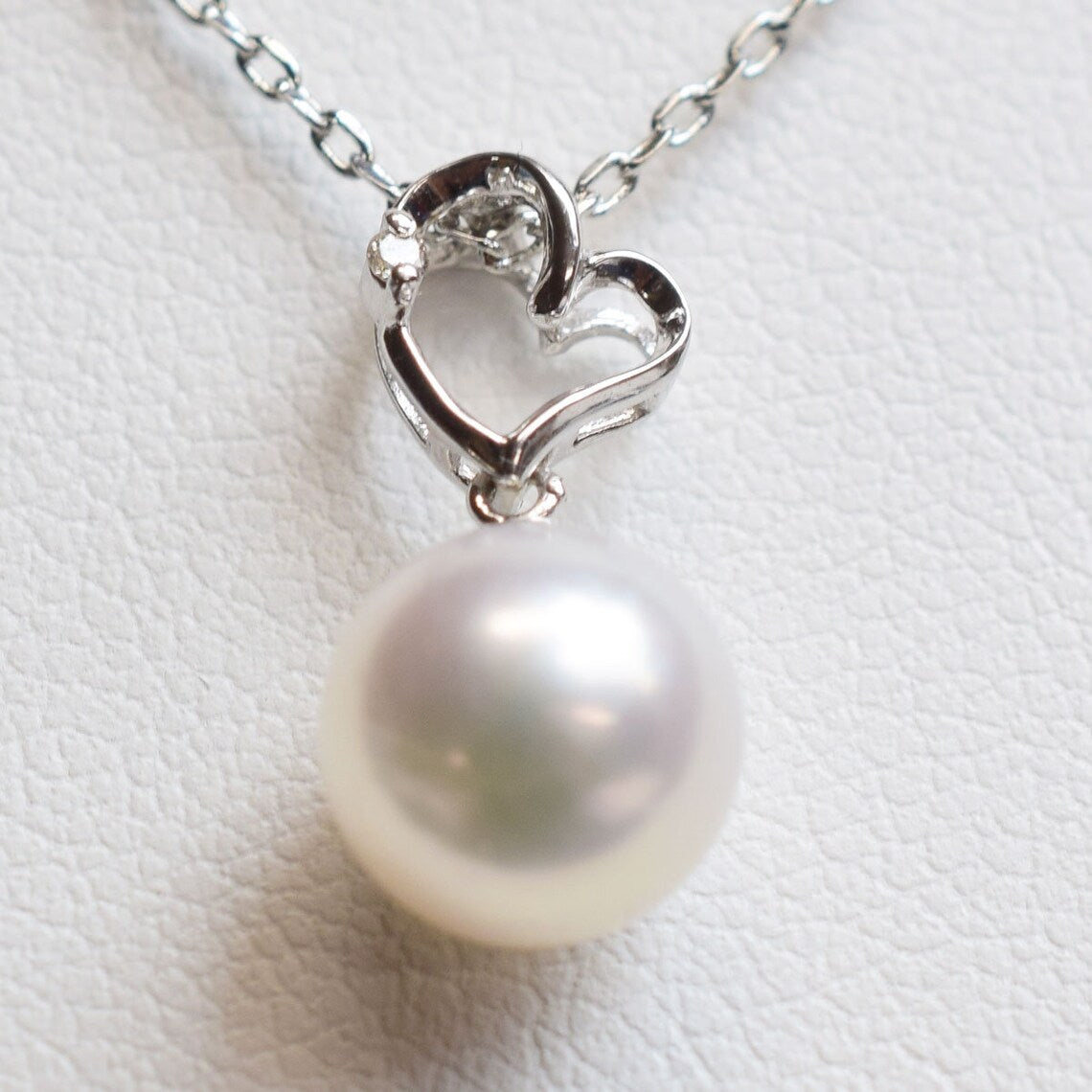Hanadama rank White pink Akoya Pearl 8mm - 9.5mm Japan pendant necklace diamond 0.01ct Wedding gift Japanese K10 K18 WG