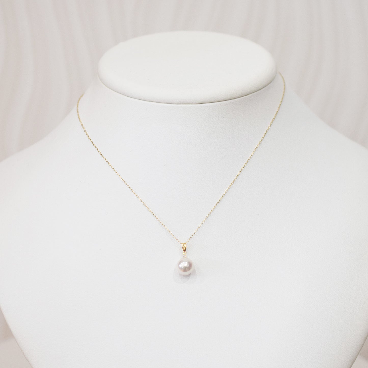 【K18YG / K18WG】Hanadama rank White pink 8mm - 9.5mm pendant necklace Akoya Pearl diamond 0.01ct Real Japan Seawater pearl reenspearl akoyapearl
