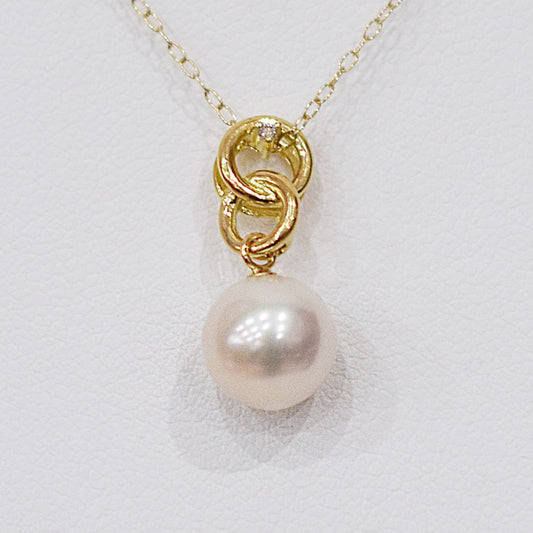 Hanadama rank White pink 8mm - 9.5mm Diamond 18K pendant necklace Akoya Pearl Real Japan Seawater pearl SIKC420 SIK00061