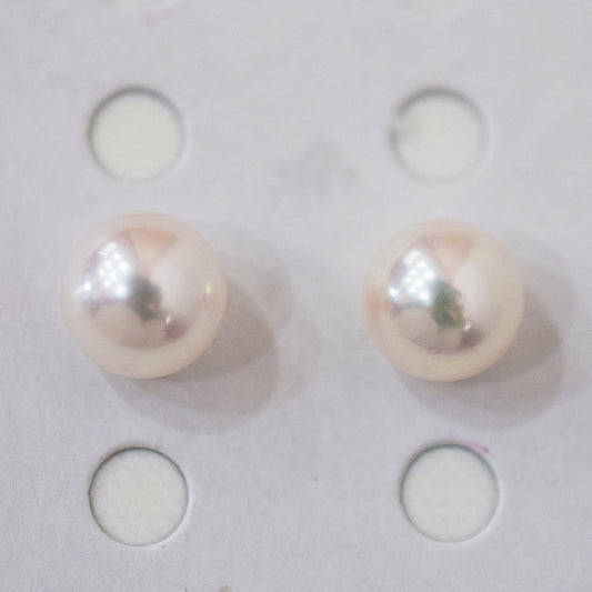 AAA rank 8mm - 8.5mm White pink tennyo color Akoya Pearl Earring Japan Japanese Seawater pearl reenspearl 18K 14K akoyapearl 1pair 2pc