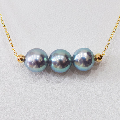 <SALE> Limited to actual item Cobalt Baroque Necklace 8mm - 8.5mm 14KGF Gold Filled Real Akoya Pearl Japan Akoyapearl 17.7inch Japanese reenspearl