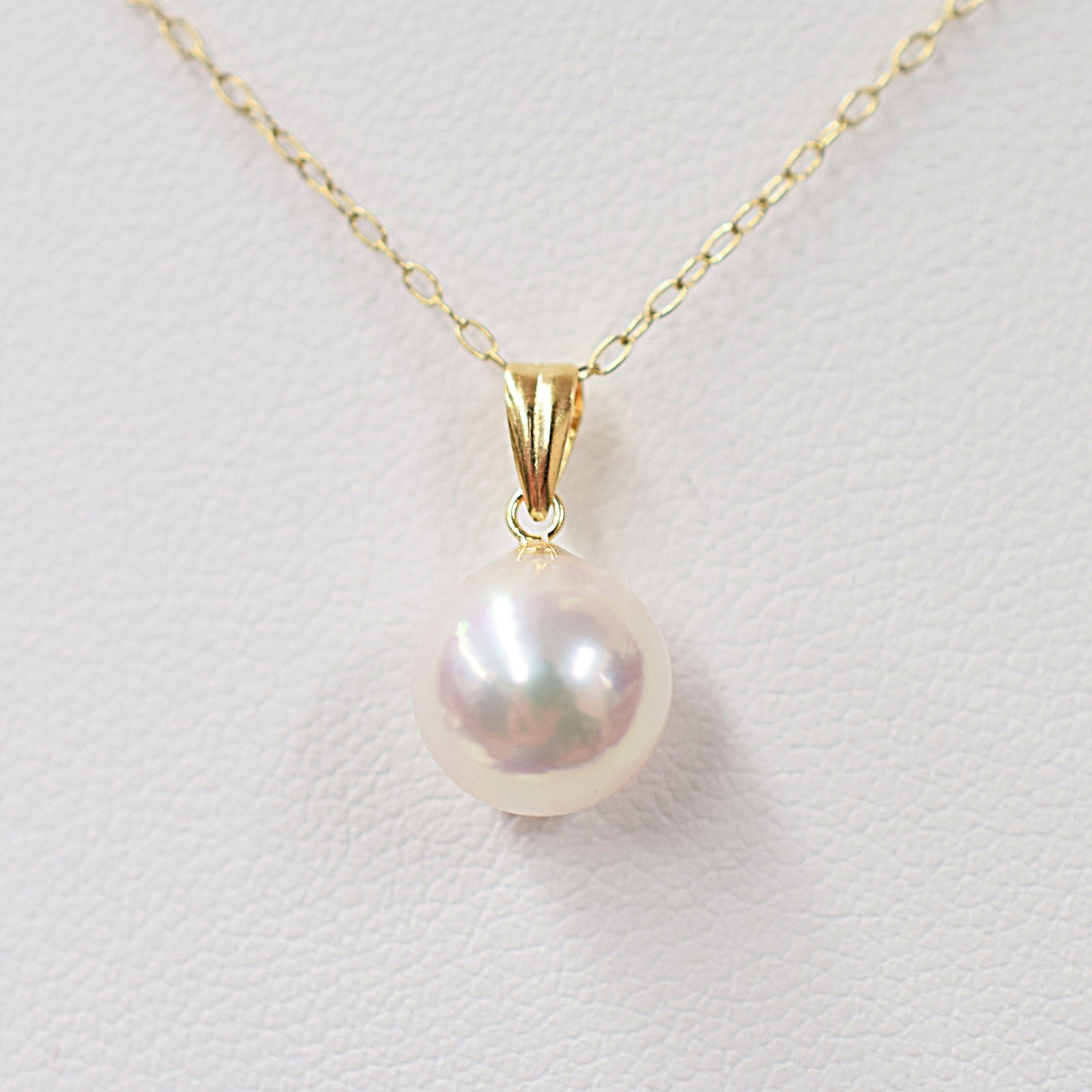 AAA Aurora Tennyo color 8mm - 8.5mm seawater Real Akoya Pearl 18K 10K YG Pendant Necklace Japan Wedding anniversary birthday 真珠 あこや