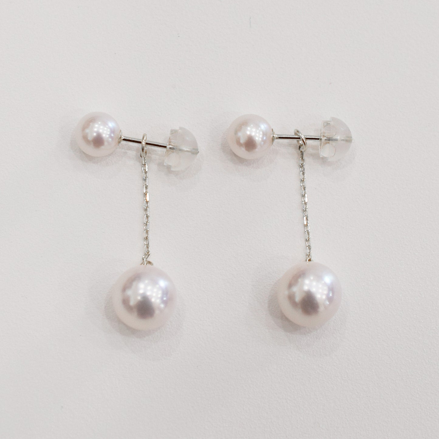 【K18YG / K14WG】 Rare White Pink 5.5mm × 8mm earrings Real Seawater Akoya Pearl Japan reenspearl Akoyapearl both ears japanese あこや 真珠