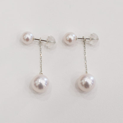 【K18YG / K14WG】 Rare White Pink 5.5mm × 8mm earrings Real Seawater Akoya Pearl Japan reenspearl Akoyapearl both ears japanese あこや 真珠
