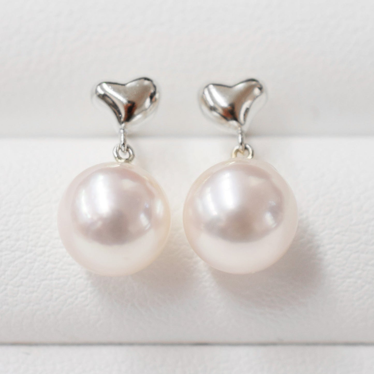 【K18YG / K14WG / K18PG】Hanadama rank White pink 7.5mm - 8.5mm Real Akoya Pearl heart K18YG Earrings Japan 1pair akoyapearl Japanese Seawater reenspearl あこや 真珠 日本 天草
