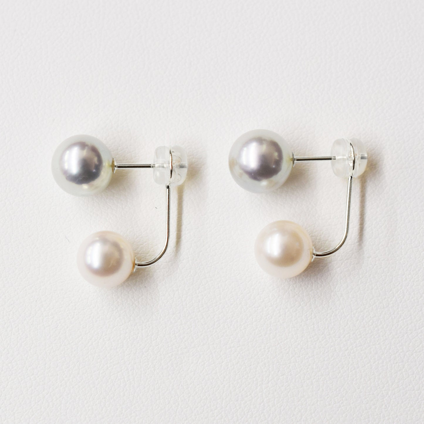 【K18YG / K14WG】Rare Natural color 8mm × White pink 7.5mm Akoya Pearl Earring Japan Japanese Seawater reenspearl 日本 天草 熊本