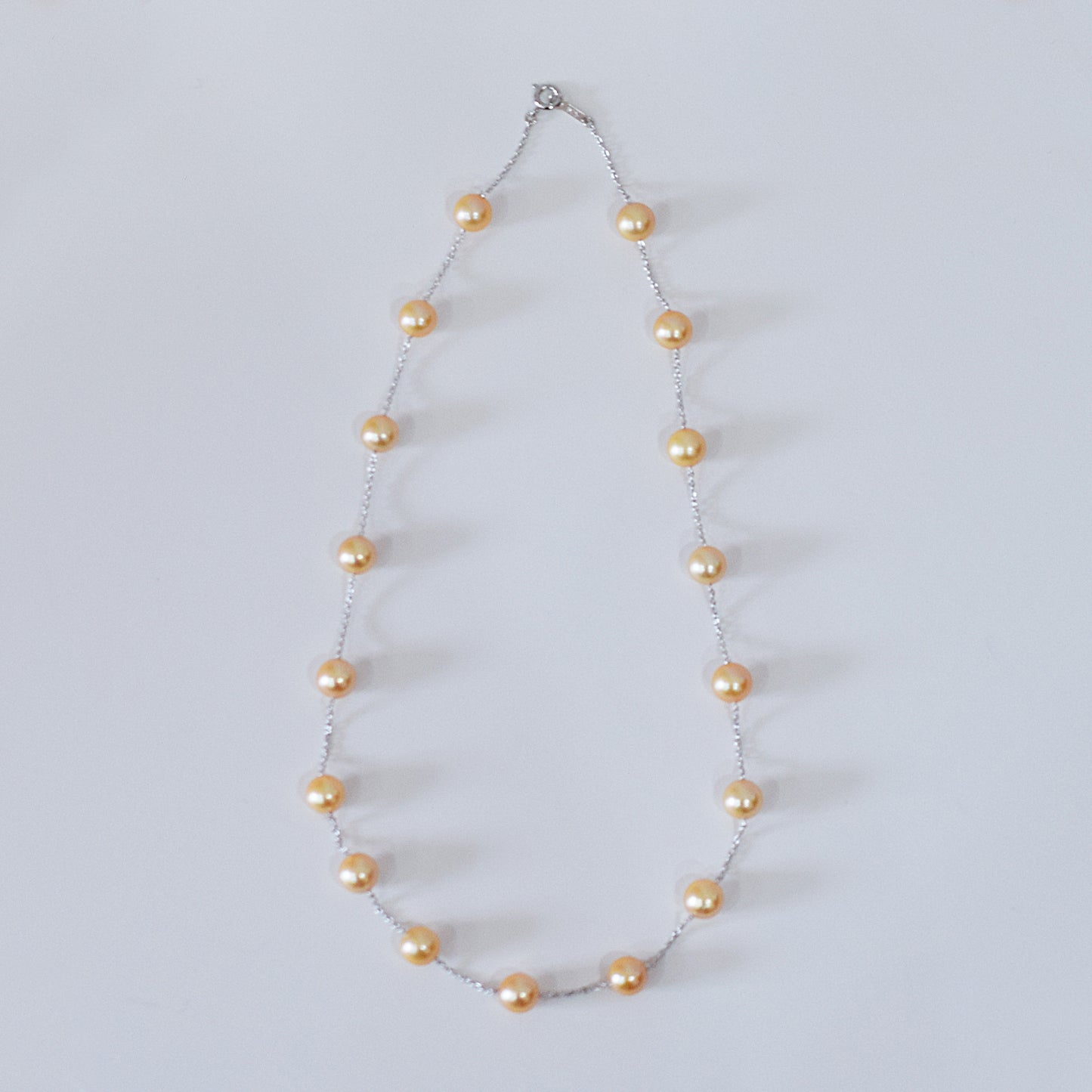 Limited to actual item Station necklace akoya pearl 8mm - 8.5mm Real Akoya Pearl Japan 19.6inch akoyapearl reenspearl Silver