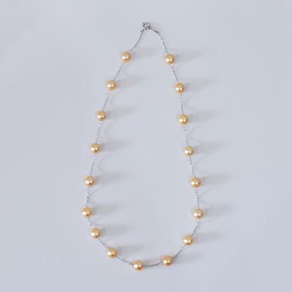 Limited to actual item Station necklace akoya pearl 8mm - 8.5mm Real Akoya Pearl Japan 19.6inch akoyapearl reenspearl Silver