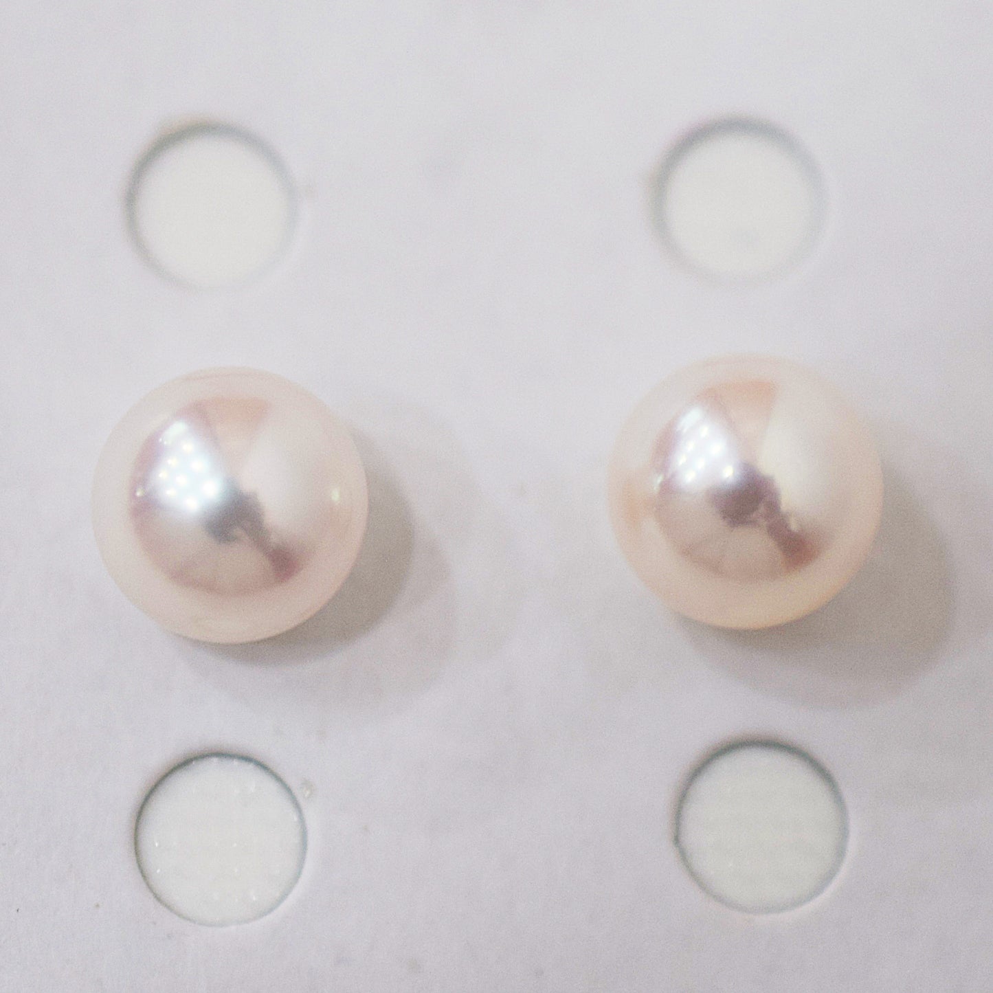AAA rank 8mm - 8.5mm White pink tennyo color Akoya Pearl Earring Japan Japanese Seawater pearl reenspearl 18K 14K akoyapearl 1pair 2pc