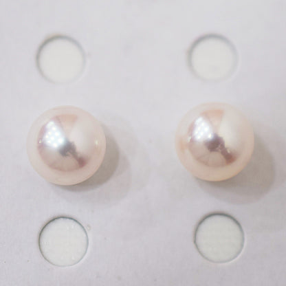 AAA rank 8mm - 8.5mm White pink tennyo color Akoya Pearl Earring Japan Japanese Seawater pearl reenspearl 18K 14K akoyapearl 1pair 2pc