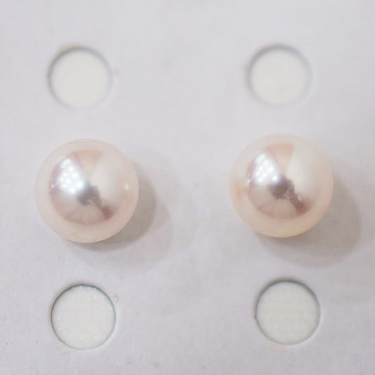 AAA rank 8mm - 8.5mm White pink tennyo color Akoya Pearl Earring Japan Japanese Seawater pearl reenspearl 18K 14K akoyapearl 1pair 2pc