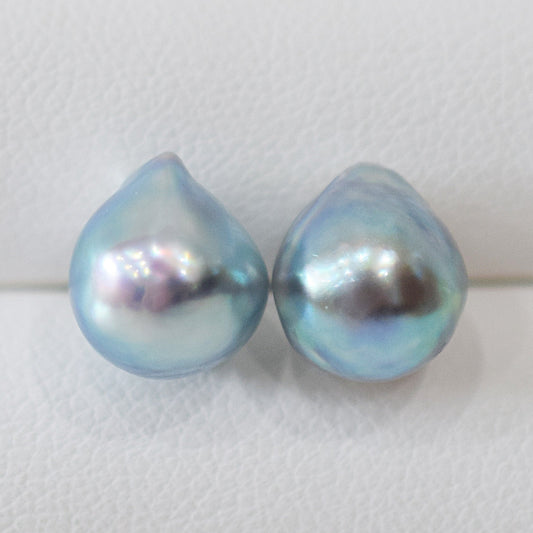 Limited to actual item Natural color akoya Baroque pearl 10mm - 10.5mm Surgical Stainless Steel Seawater Akoya Pearl Stud Earrings Japan