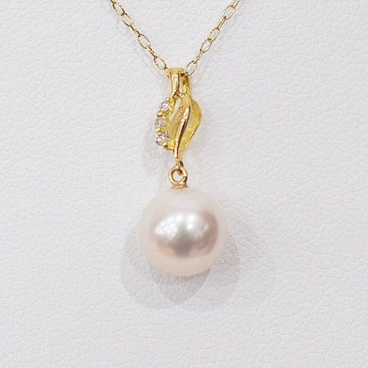 Hanadama rank White pink 8mm - 9.5mm Diamond 18K pendant necklace Akoya Pearl Real Japan Seawater pearl SIKC420 SIK00811