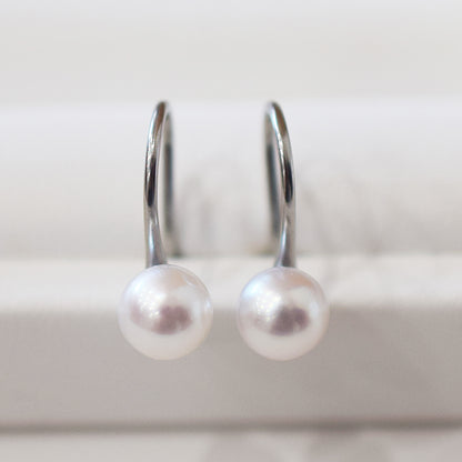 Actual product White pink akoya pearl 6mm - 6.5mm Surgical Stainless Steel Seawater Akoya Pearl Hook Earrings Japan