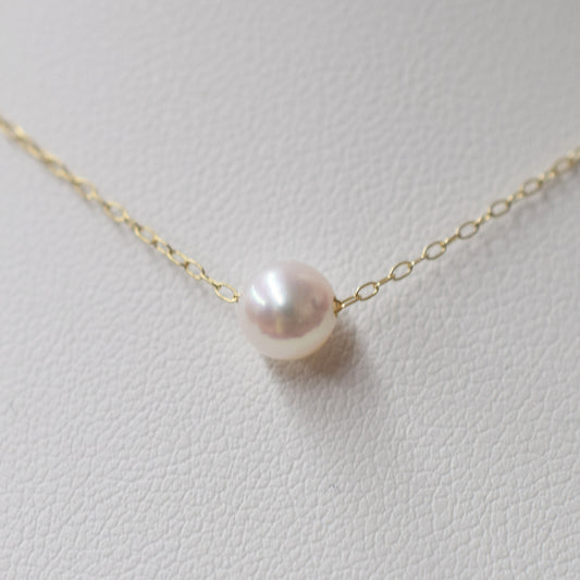 【K10 / K18】Rare White pink 5.5mm - 6.5mm Seawater Real Akoya Pearl necklace AkoyaPearl Japan あこや 真珠