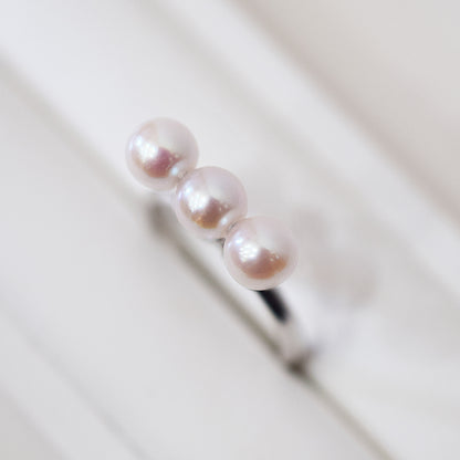 White pink 5.5mm - 6.5mm Ring Akoya Pearl From Japan SV925 Silver reenspearl Sea Real akoyapearl