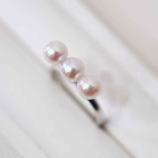 White pink 5.5mm - 6.5mm Ring Akoya Pearl From Japan SV925 Silver reenspearl Sea Real akoyapearl