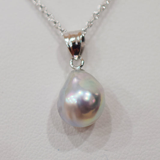 <SALE> Limited to actual item Pendant top Necklace Natural color Baroque 10.3mm Real Akoya Pearl Japan 17.7inch Japanese