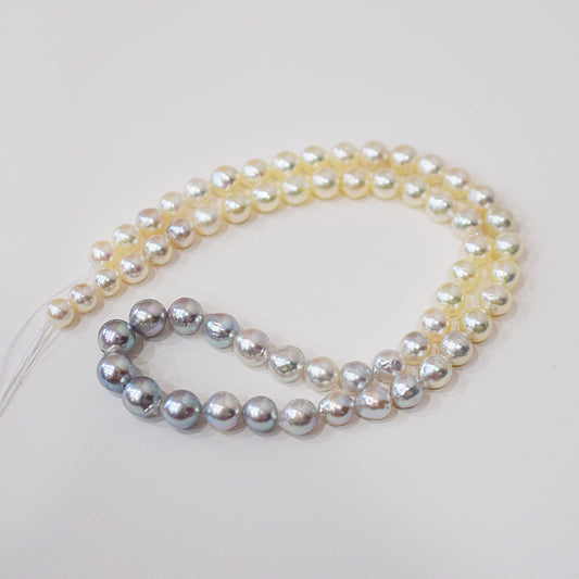 Actual product Natural color Gradient Color Baroque 6mm - 8mm Real Akoya Pearl Japan 16.3inch 41.5cm starand Japanese choker reenspearl